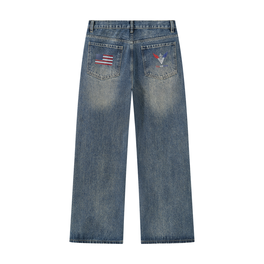 Men’s Vintage Wash Straight Leg Denim Jeans