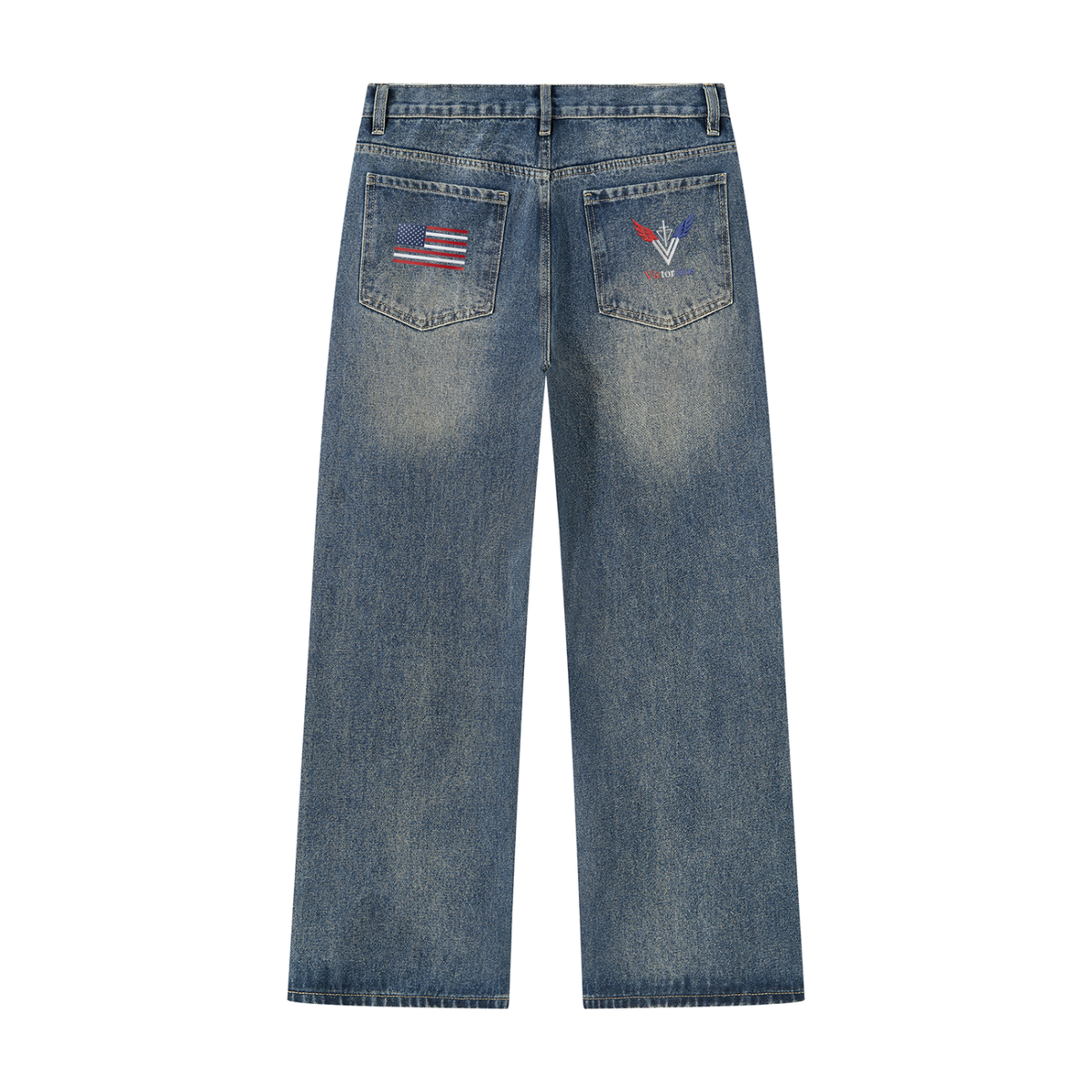 Men’s Vintage Wash Straight Leg Denim Jeans
